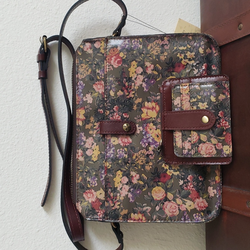 Patricia Nash Nerina Crossbody & Cassis RFID Leather Wallet English Country - Picture 2 of 16